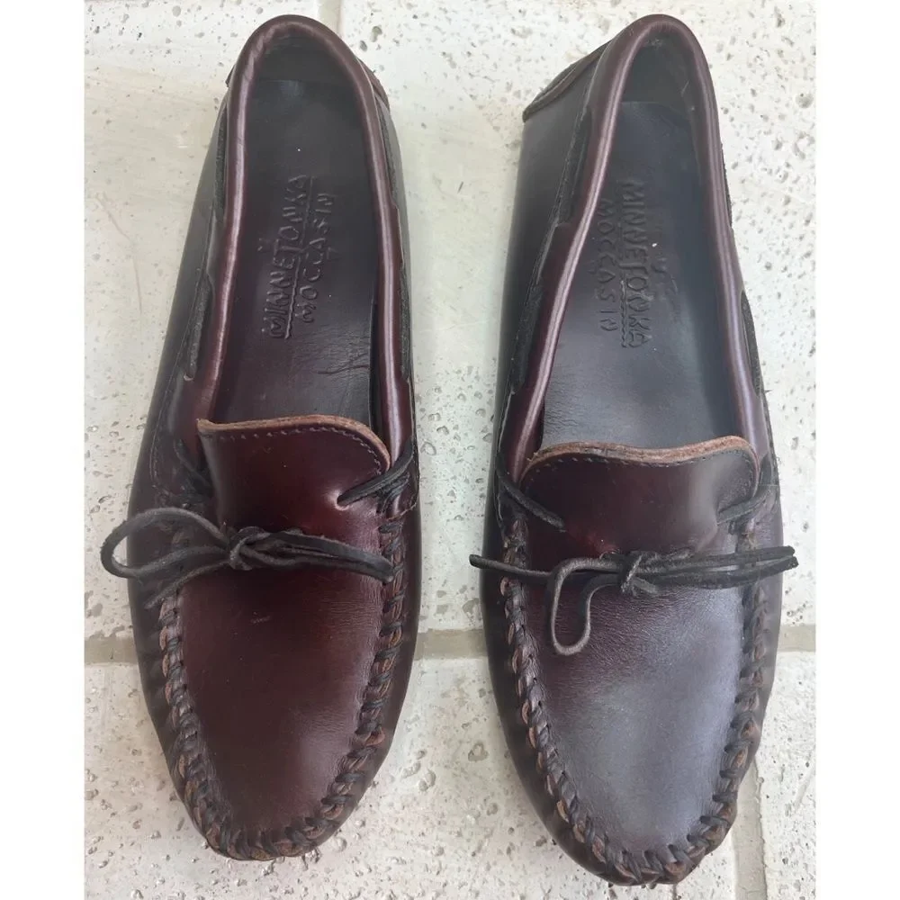 Minnetonka Moosehide Driver Slipper Loafer Moccassin 798 Chocolate Brown Sz 9